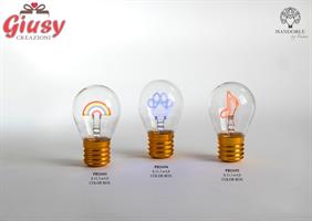 Lampadina Con AARCOBALENO In Vetro E Metallo 11,3 Cm Completo Di Scatola  3*24