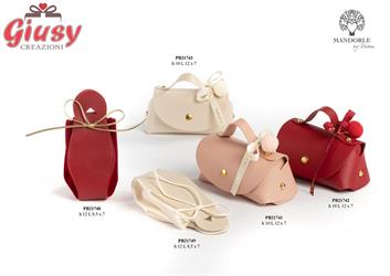 Contenitore Per Confetti Borsetta Con Pompon In Avorio In Stoffa 10 Cm    24*240