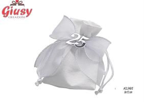 Sacchetto Con Appliccazione 25° Anniversario Argento 9X12 Cm     12*1440