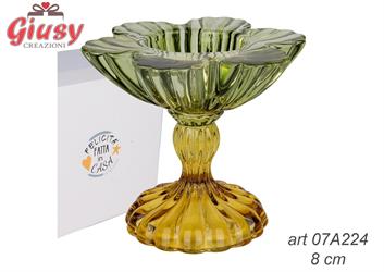 Porta Candela Piccolo Verde In Vetro Completo Di Scatola 1*24