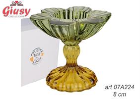 Porta Candela Piccolo Verde In Vetro Completo Di Scatola 1*24