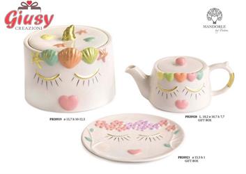 Biscottiera Con Volto Stilizzato In Porcellana, 15,7 Cm  1*18