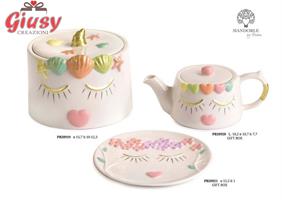 Biscottiera Con Volto Stilizzato In Porcellana, 15,7 Cm  1*18