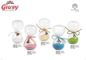 Clessidra Azzurra Con Cuore Oro In Vetro E Metallo Con Scatola 4*48