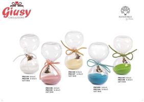 Clessidra Azzurra Con Cuore Oro In Vetro E Metallo Con Scatola 4*48