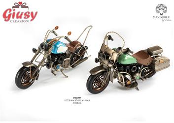 Motocicletta Vintage Due Soggetti Assortiti In Metallo E Resina 2*12