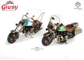 Motocicletta Vintage Due Soggetti Assortiti In Metallo E Resina 2*12