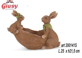 Contenitore Uovo Con Due Coniglietti, L25X18CM  2*8