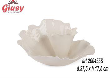 Vassoio Fiore Bianco In Porcellana Diametro 37,5 X h 17,5 Cm