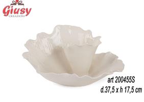 Vassoio Fiore Bianco In Porcellana Diametro 37,5 X h 17,5 Cm