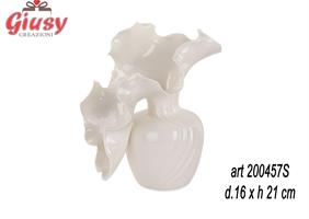 Vaso In Porcellana Colore Bianco Diametro 16XH21Cm