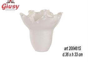Vaso In Porcellana Bianco D.36XH33 Cm