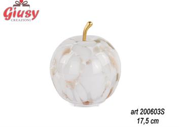 Mela Bianca E Rame Con Led Ricaricabile Usb In Vetro 17,5 Cm 4*8