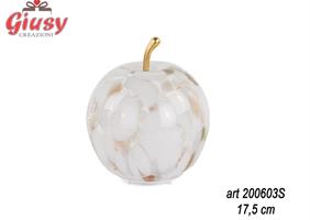 Mela Bianca E Rame Con Led Ricaricabile Usb In Vetro 17,5 Cm 4*8