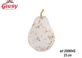 Pera Bianca E Rame Con Led Ricaricabile Usb In Vetro 23 Cm 3*6