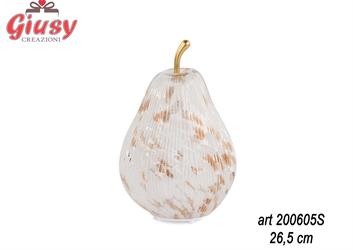 Pera Bianca E Rame Con Led Ricaricabile Usb In Vetro 26,5 Cm 3*6