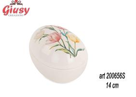 Scatola A Form Di Uova Con Tulipani In Porcellana L 14 Cm 6*36