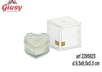 Cuore Color Salvia Con Candela Profumata, Completa Di Scatola 9,5X9,5X5,5 Cm .   6*24
