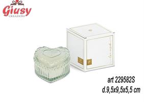 Cuore Color Salvia Con Candela Profumata, Completa Di Scatola 9,5X9,5X5,5 Cm .   6*24