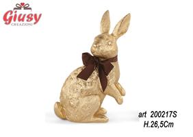 Coniglietto Oro In Poliresina H 26,5 Cm 2*6