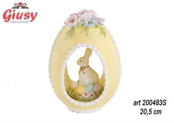 Uovo Giallo Con Coniglietto In Poliresina 20,5 Cm   2*6