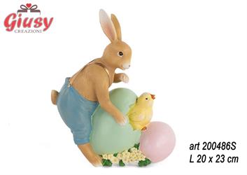 Coniglio Con Uova In Poliresina L20Xh23 Cm 2*8