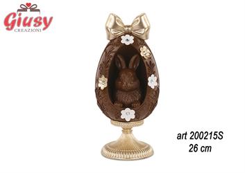 Alzatina Con Uovo Marrone E Oro In Poliresina 26 Cm  2*28