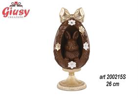 Alzatina Con Uovo Marrone E Oro In Poliresina 26 Cm  2*28