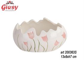 Uovo Con Tulipani Rosa 13X8X7 Cm   8*48