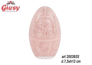 Uovo Contenitore Rosa In Vetro Diametro 7,5XH12 Cm 12*24