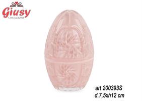 Uovo Contenitore Rosa In Vetro Diametro 7,5XH12 Cm 12*24