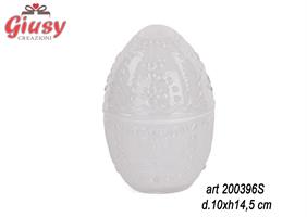 Uovo Contenitore Bianco In Vetro D.10XH14,5 Cm 6*24