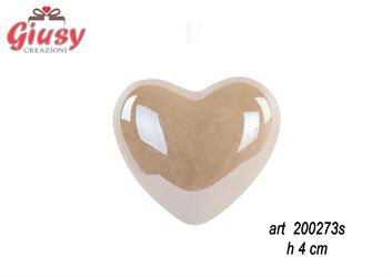 Cuore in Porcellana Beige Perlato Con Calamita H.4 Cm   12*360