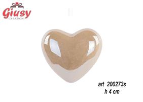 Cuore in Porcellana Beige Perlato Con Calamita H.4 Cm   12*360