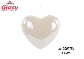 Cuore in Porcellana Avorio Perlato Con Calamita H.4 Cm   12*360