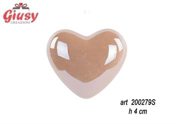 Cuore in Porcellana Cipria Perlato Con Calamita H.4 Cm   12*360