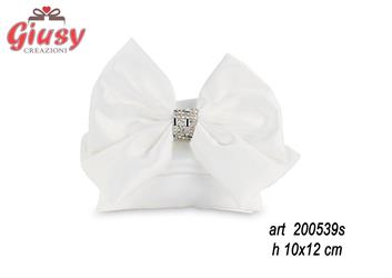 Busta In Raso Bianca Con Fiocco E Strass 10x12 Cm 12*288