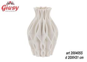 Vaso 3D Con Rombi Bianco In Poliresina d.20X31 Cm