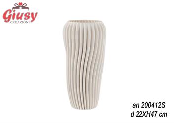 Vaso 3D Onde Bianco In Poliresina D.22XH47 Cm