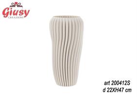Vaso 3D Onde Bianco In Poliresina D.22XH47 Cm