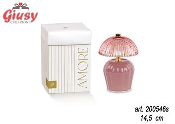 Lampada in Vetro Colore Rosa Antico H.14,5 Cm Completa Di Scatola 1*12