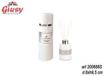 Diffusore In Porcellana 80 Ml Con Strass  6xH.9,5 Cm Completo Di Scatola 1*24