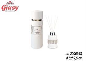Diffusore In Porcellana 80 Ml Con Strass  6xH.9,5 Cm Completo Di Scatola 1*24