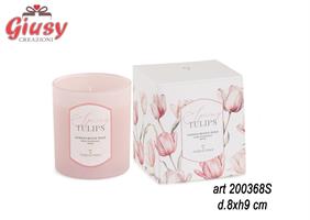Candela Rosa Tulipano Con Scatola D.8XH9 Cm 6*24