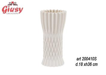 Vaso In Porcellana Coppa In 3D Bianco D.18XH36 Cm