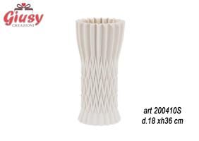 Vaso In Porcellana Coppa In 3D Bianco D.18XH36 Cm