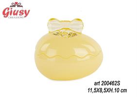 Contenitore Per Uovo In Vetro Colore Giallo Con Fiocco 11,5x8,5x10 Cm   6*24