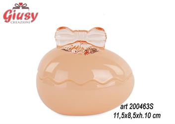 Contenitore Uovo In vetro Colore Pesca Con Fiocca 11,5X8,5XH.10 Cm 6*24