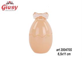 Contenitore Per Uovo Color Pesca In Vetro Con Fiocco d6,5xh11 Cm   8*32