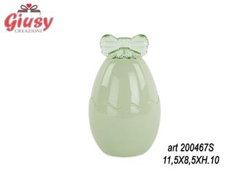 Contenitore Per Uovo In Vetro Con Fiocco Colore Verde 4*16